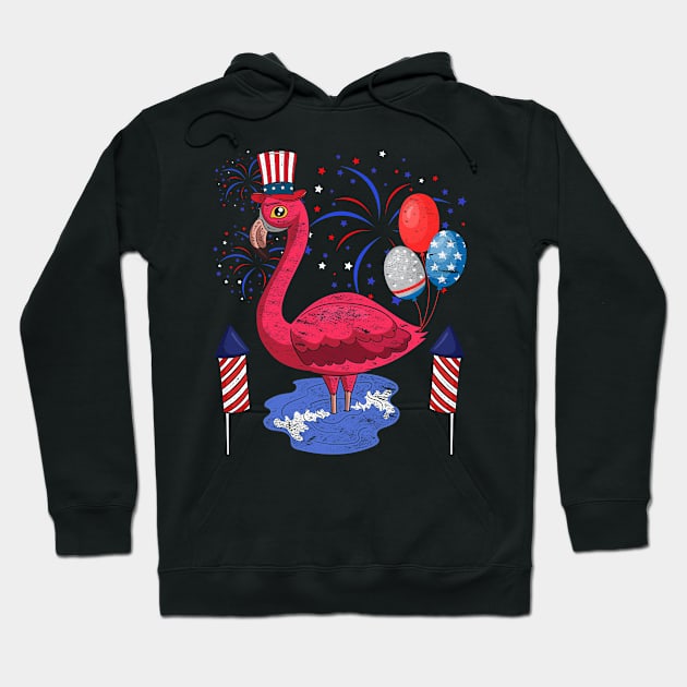 Tropical Bird USA Patriotic American Flamingo Animal 4th Of July Hoodie by shirtsyoulike